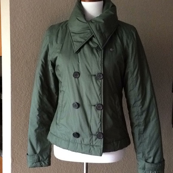 Lacoste Jackets & Blazers - LACOSTE Olive double lined button Jacket Puffer
